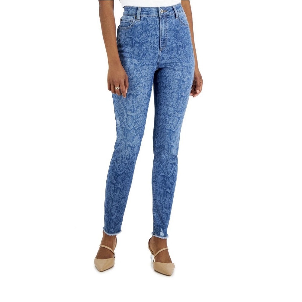 NWT INC International Concepts Women's High Rise Snake Wash Skinny Jeans 12/31
